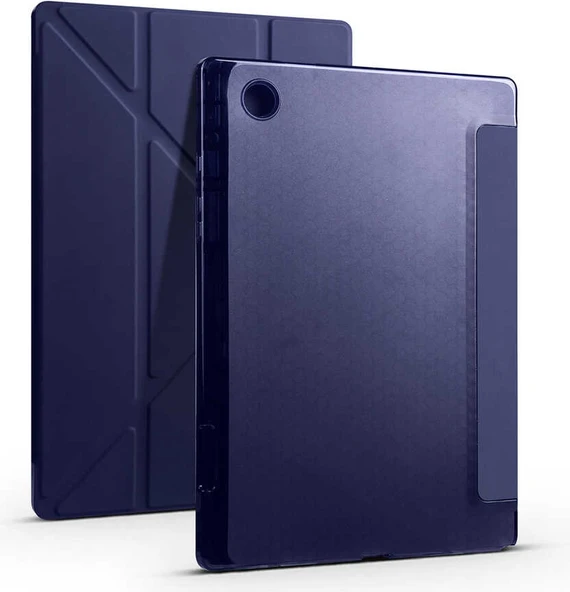 Galaxy Tab A8 10.5 SM-X200 (2021) Kılıf  Uyumlu Mnc Tri Folding Kalem Bölmeli Standlı Kılıf-Lacivert ürün görseli 1