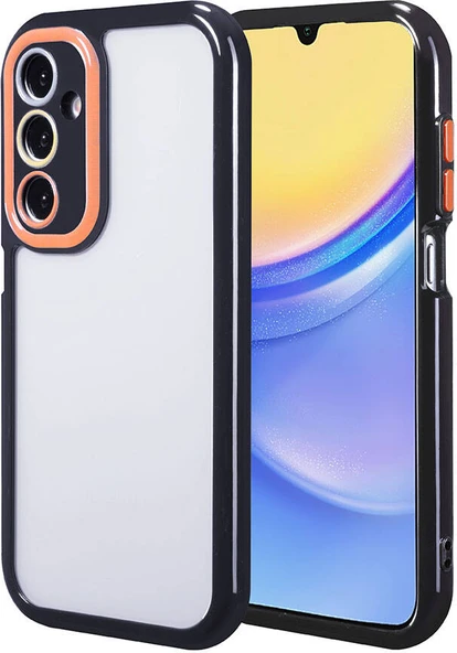 Galaxy A15 Kılıf Kamera Korumalı Renkli Kenar ve Çerçeve Tasarımlı Mnc Vitamin Kapak-Siyah ürün görseli 1