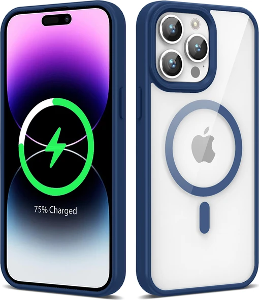 Apple iPhone 14 Pro Kılıf Magsafe Wireless Şarj Özellikli Silikon Mnc Ege Kapak-Lacivert ürün görseli 1