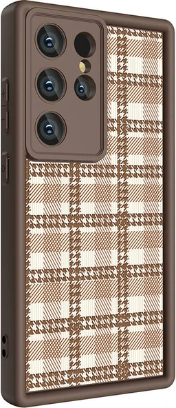 Galaxy S23 Ultra Kılıf Kamera Korumalı Baskılı Arka Yüzey Mnc Klas Kapak-Açık Kahve ürün görseli 1