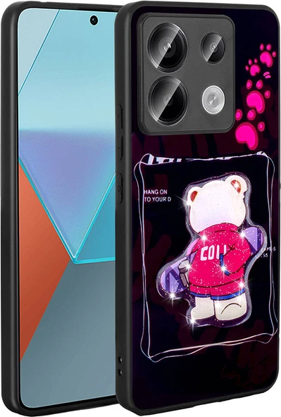 Xiaomi Redmi Note 13 Pro 5g Kılıf Parlayan Kabartmalı Ikonik Figürlü Mnc Amas Silikon Kapak-Siyah ürün görseli 1