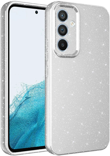 Galaxy S24 Kılıf Kamera Korumalı Simli Lüks Mnc Koton Kapak-Gümüş ürün görseli 1