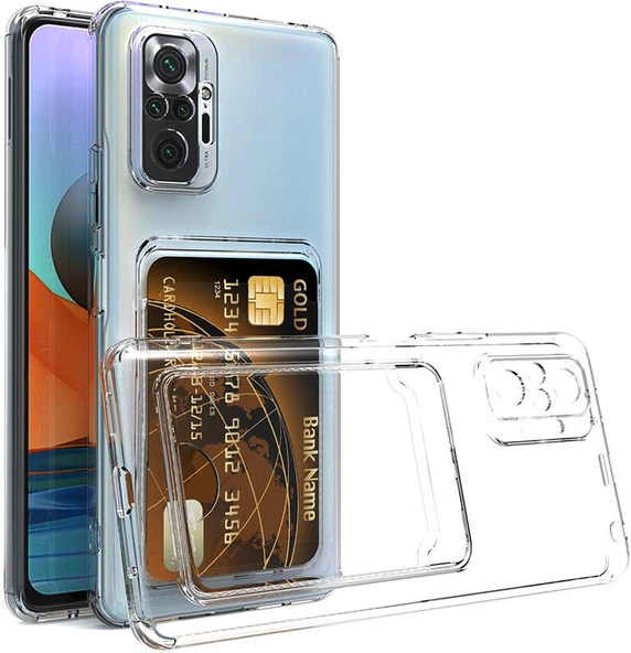 Xiaomi Redmi Note 10 Pro Kılıf Kartlıklı Şeffaf Mnc Setra Clear Silikon Kapak-Renksiz ürün görseli 1