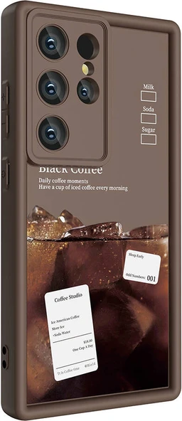 Galaxy S23 Ultra Kılıf Kamera Korumalı Baskılı Arka Yüzey Mnc Klas Kapak-Koyu Kahve ürün görseli 1