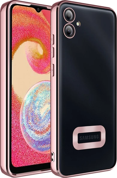 Galaxy A04E Kılıf Kamera Korumalı Logo Gösteren Mnc Omega Kapak-Rose Gold ürün görseli 1