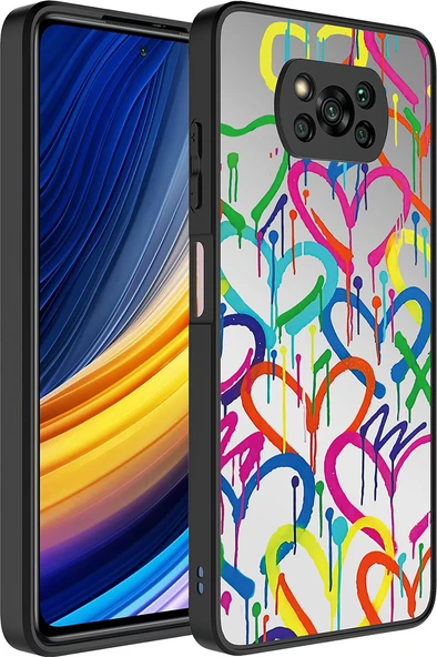 Xiaomi Poco X3 Kılıf Aynalı Desenli Kamera Korumalı Parlak Mnc Mirror Kapak-Kalp ürün görseli 1