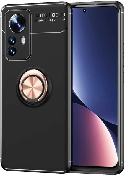 Xiaomi Mi 12 Pro Kılıf Mnc Ravel Silikon Kapak-Siyah-Rose Gold ürün görseli 1