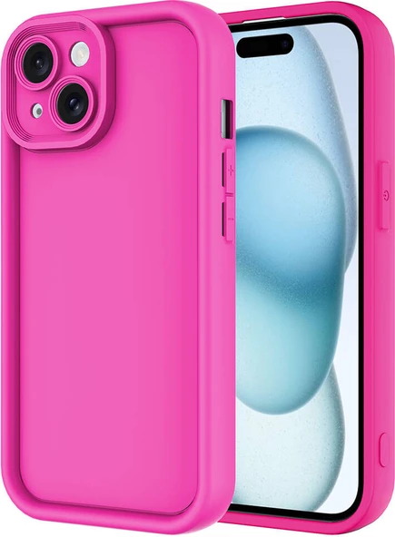 Apple iPhone 13 Kılıf Kamera Korumalı Mnc Ananas Kapak-Pembe Koyu ürün görseli 1