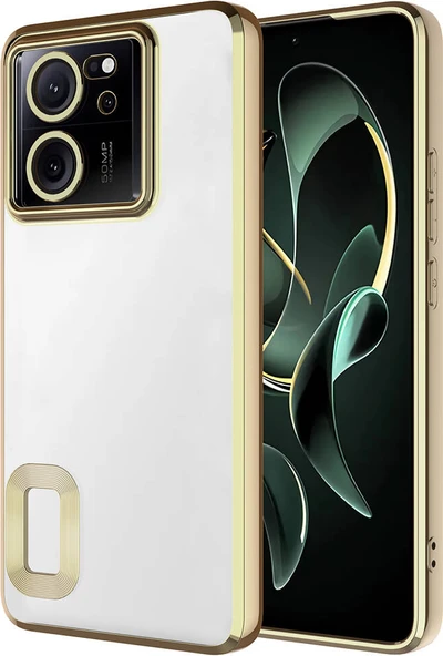 Xiaomi Mi 13T Kılıf Kamera Korumalı Logo Gösteren Mnc Omega Kapak-Gold ürün görseli 1