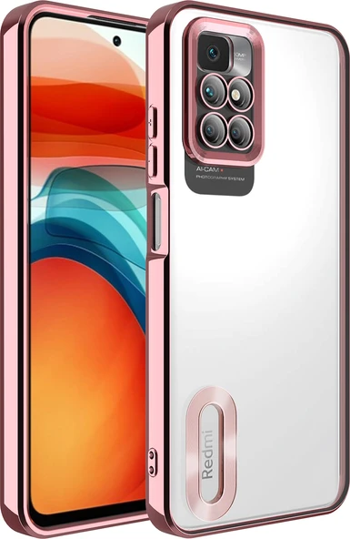 Xiaomi Redmi 10 Kılıf Kamera Korumalı Logo Gösteren Mnc Omega Kapak-Rose Gold ürün görseli 1