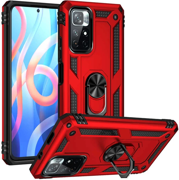 Xiaomi Poco M4 Pro 5g Kılıf Mnc Vega Kapak-Kırmızı ürün görseli 1