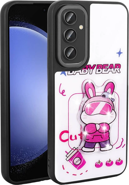 Galaxy A54 Kılıf Parlayan Kabartmalı Ikonik Figürlü Mnc Amas Silikon Kapak-Beyaz ürün görseli 1