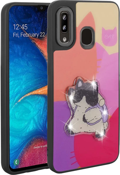 Galaxy A20 Kılıf Parlayan Kabartmalı Ikonik Figürlü Mnc Amas Silikon Kapak-Mor ürün görseli 1