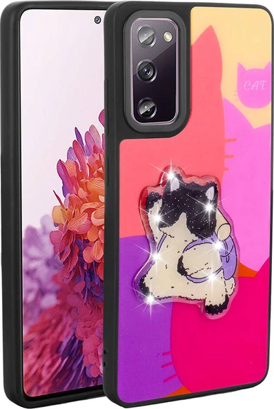 Galaxy S20 Fe Kılıf Parlayan Kabartmalı Ikonik Figürlü Mnc Amas Silikon Kapak-Mor ürün görseli 1