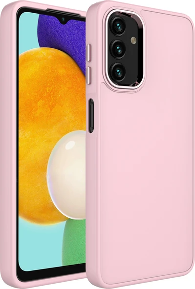 Galaxy A04 Kılıf Metal Çerçeve ve Buton Tasarımlı Silikon Mnc Luna Kapak-Pembe ürün görseli 1