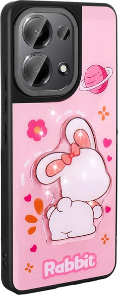 Xiaomi Redmi Note 13 Pro 4g Kılıf Parlayan Kabartmalı Ikonik Figürlü Mnc Amas Silikon Kapak-Pembe ürün görseli 1
