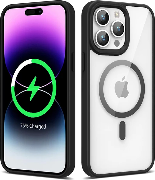 Apple iPhone 14 Pro Kılıf Magsafe Wireless Şarj Özellikli Silikon Mnc Ege Kapak-Siyah ürün görseli 1