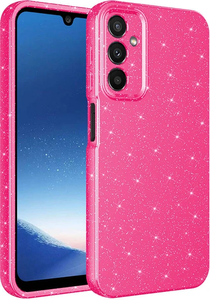 Galaxy A15 Kılıf Kamera Korumalı Simli Lüks Mnc Koton Kapak-Pembe Koyu ürün görseli 1