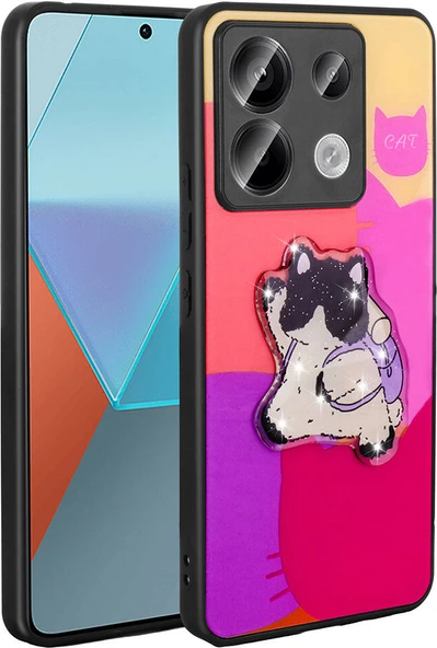 Xiaomi Redmi Note 13 Pro 5g Kılıf Parlayan Kabartmalı Ikonik Figürlü Mnc Amas Silikon Kapak-Mor ürün görseli 1
