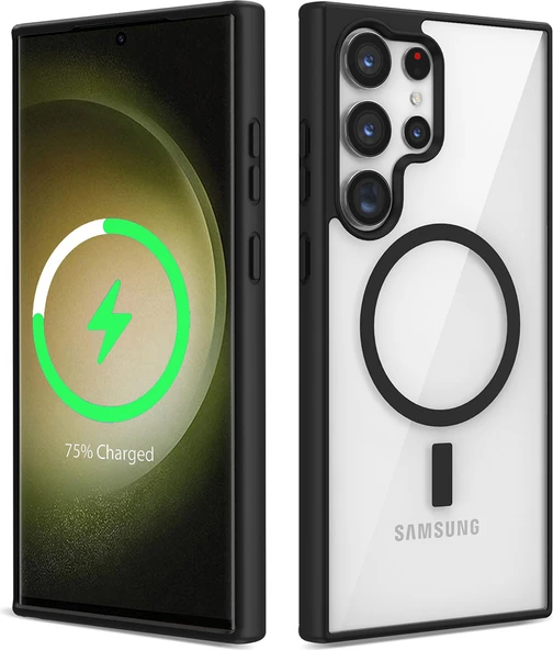 Galaxy S23 Ultra Kılıf Magsafe Wireless Şarj Özellikli Silikon Mnc Ege Kapak-Siyah ürün görseli 1