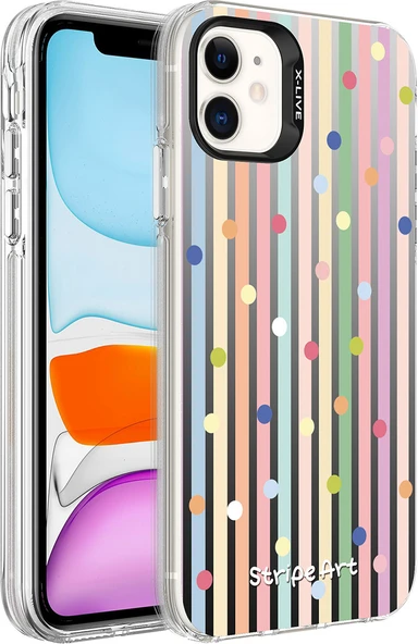Apple iPhone 11 Kılıf Desenli Mnc Silver Sert Kapak-Noktalar ürün görseli 1