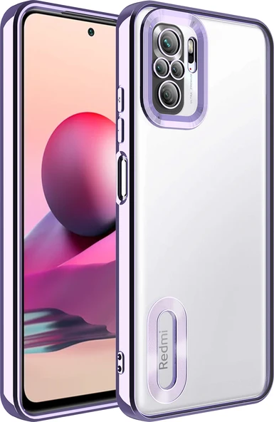 Xiaomi Redmi Note 10 Kılıf Kamera Korumalı Logo Gösteren Mnc Omega Kapak-Lila ürün görseli 1