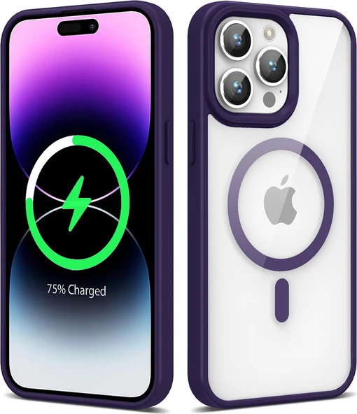 Apple iPhone 14 Pro Kılıf Magsafe Wireless Şarj Özellikli Silikon Mnc Ege Kapak-Derin Mor ürün görseli 1