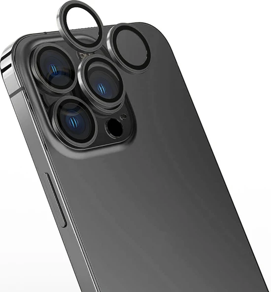 iPhone 15 Pro Uyumlu Mnc Cl-13 Kamera Lens Koruyucu-Koyu Gri ürün görseli 1