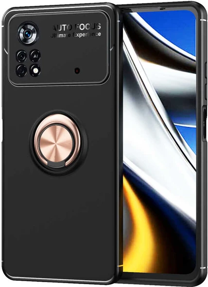 Xiaomi Poco M4 Pro 4g Kılıf Mnc Ravel Silikon Kapak-Siyah-Rose Gold ürün görseli 1