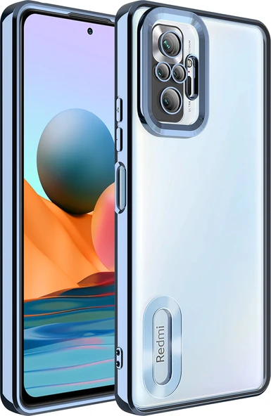 Xiaomi Redmi Note 10 Pro Kılıf Kamera Korumalı Logo Gösteren Mnc Omega Kapak-Sierra Mavi ürün görseli 1