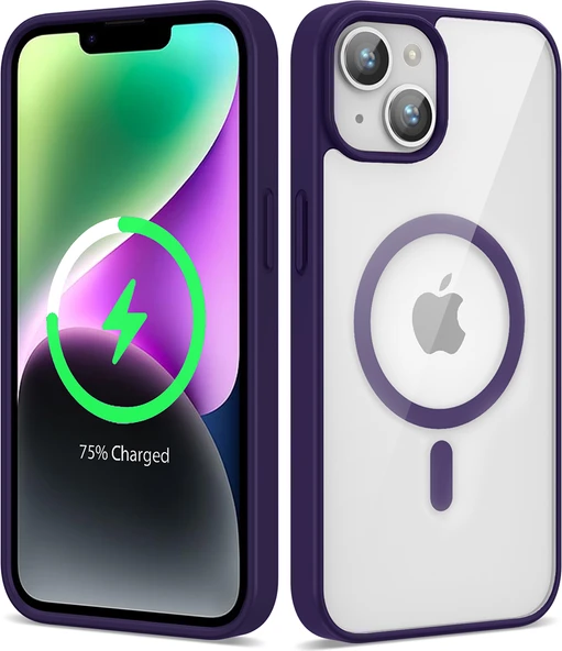 Apple iPhone 14 Kılıf Magsafe Wireless Şarj Özellikli Silikon Mnc Ege Kapak-Derin Mor ürün görseli 1