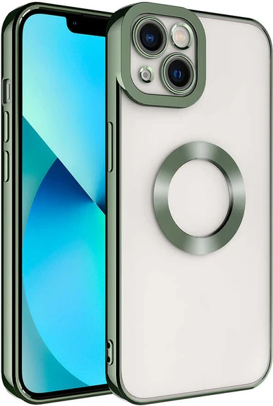 Apple iPhone 14 Plus Kılıf Kamera Korumalı Logo Gösteren Mnc Omega Kapak-Yeşil ürün görseli 1