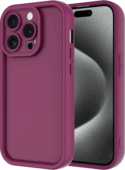 Apple iPhone 15 Pro Kılıf Kamera Korumalı Mnc Ananas Kapak-Mürdüm ürün görseli 1