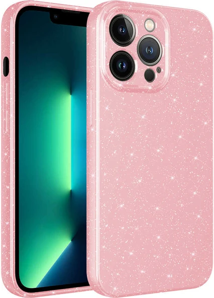 Apple iPhone 12 Pro Kılıf Kamera Korumalı Simli Lüks Mnc Koton Kapak-Pembe ürün görseli 1
