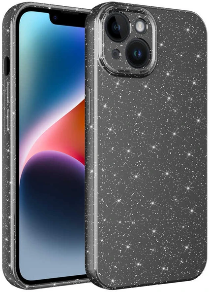 Apple iPhone 14 Plus Kılıf Kamera Korumalı Simli Lüks Mnc Koton Kapak-Gri ürün görseli 1
