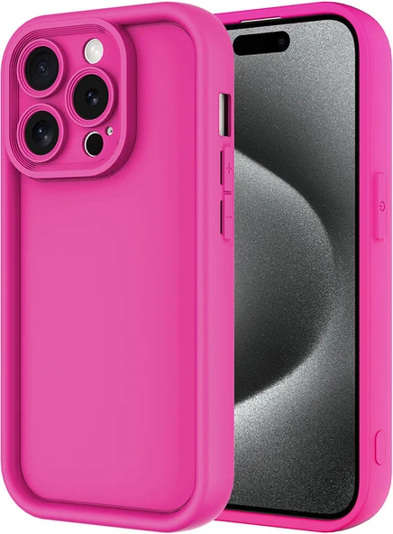 Apple iPhone 15 Pro Max Kılıf Kamera Korumalı Mnc Ananas Kapak-Pembe Koyu ürün görseli 1