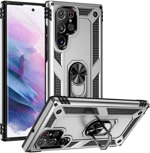 Galaxy S22 Ultra Kılıf Mnc Vega Kapak-Gri ürün görseli 1