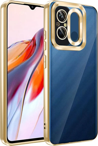 Xiaomi Redmi 12C Kılıf Kamera Korumalı Logo Gösteren Mnc Omega Kapak-Gold ürün görseli 1
