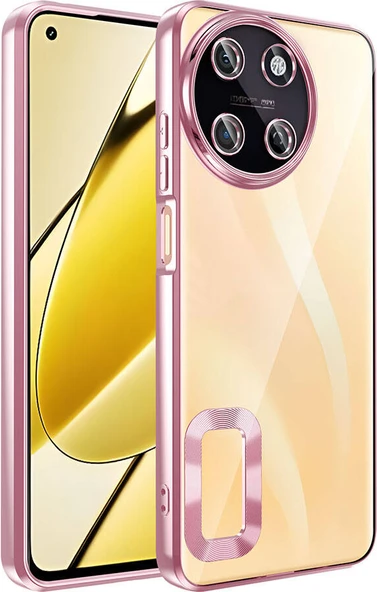 Realme 11 4g Kılıf Kamera Korumalı Logo Gösteren Mnc Omega Kapak-Rose Gold ürün görseli 1