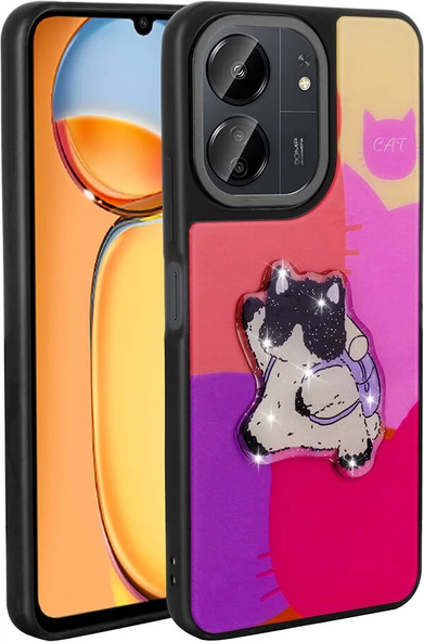 Xiaomi Poco C65 Kılıf Parlayan Kabartmalı Ikonik Figürlü Mnc Amas Silikon Kapak-Mor ürün görseli 1