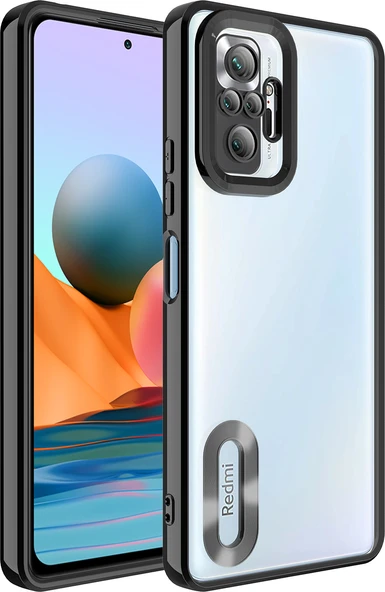 Xiaomi Redmi Note 10 Pro Kılıf Kamera Korumalı Logo Gösteren Mnc Omega Kapak-Siyah ürün görseli 1