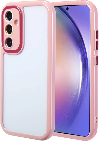 Galaxy A54 Kılıf Kamera Korumalı Renkli Kenar ve Çerçeve Tasarımlı Mnc Vitamin Kapak-Mürdüm ürün görseli 1