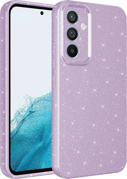 Galaxy A54 Kılıf Kamera Korumalı Simli Lüks Mnc Koton Kapak-Lila ürün görseli 1