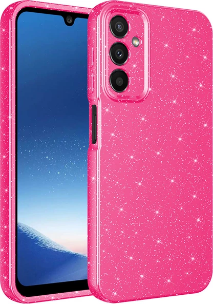 Galaxy A24 Kılıf Kamera Korumalı Simli Lüks Mnc Koton Kapak-Pembe Koyu ürün görseli 1