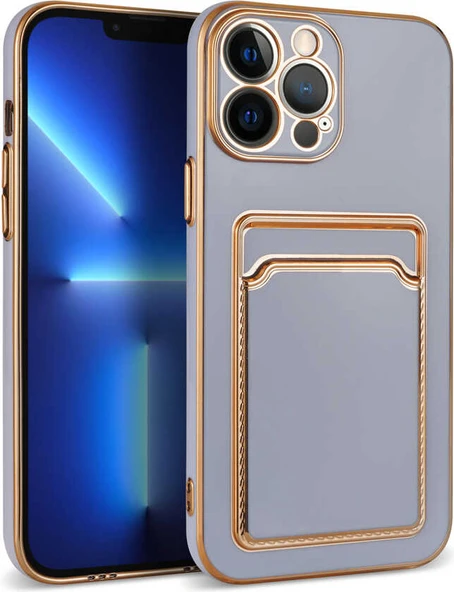 iPhone 13 Pro Uyumlu Mnc Bark Kartlıklı Kapak-Lila ürün görseli 1