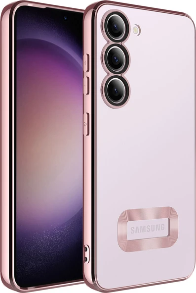 Galaxy S23 Kılıf Kamera Korumalı Logo Gösteren Mnc Omega Kapak-Rose Gold ürün görseli 1