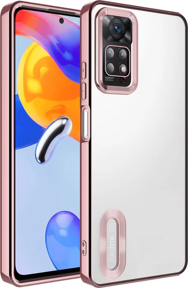 Xiaomi Redmi Note 11 Pro 5g Kılıf Kamera Korumalı Logo Gösteren Mnc Omega Kapak-Rose Gold ürün görseli 1