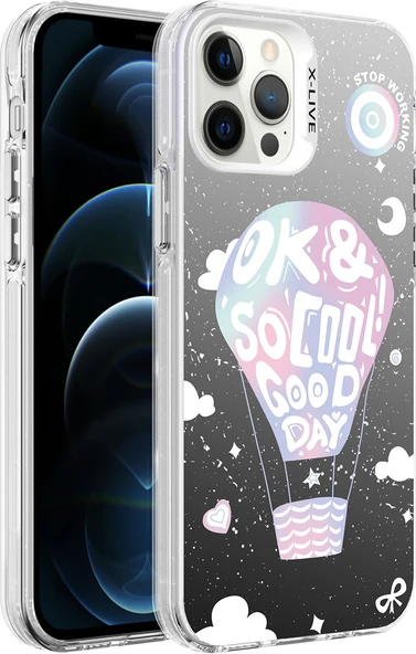 Apple iPhone 12 Pro Max Kılıf Desenli Mnc Silver Sert Kapak-Balon ürün görseli 1