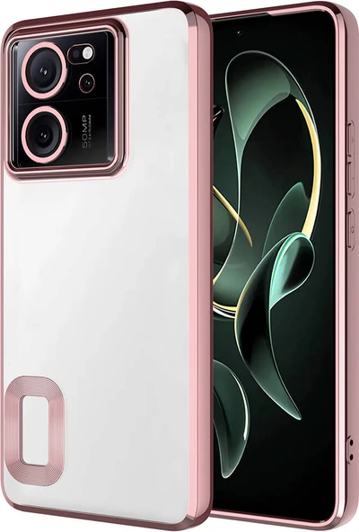 Xiaomi Mi 13T Kılıf Kamera Korumalı Logo Gösteren Mnc Omega Kapak-Rose Gold ürün görseli 1