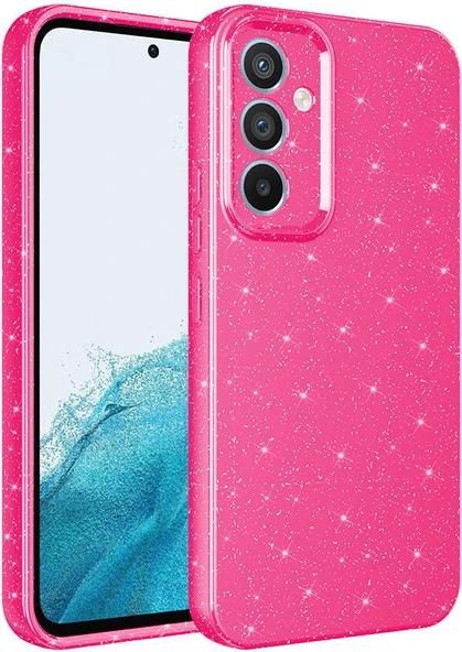 Galaxy S24 Plus Kılıf Kamera Korumalı Simli Lüks Mnc Koton Kapak-Pembe Koyu ürün görseli 1